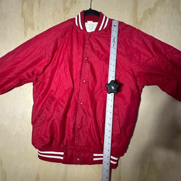 1970s 80s Wisconsin Red Varsity Vintage Logo Script Snap Jacket Size Medium - Picture 5 of 12